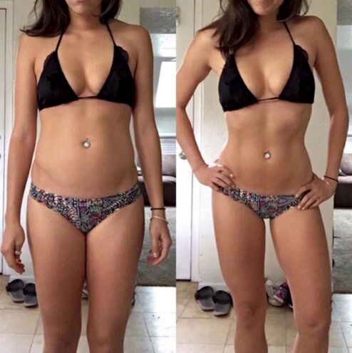 Дівчина до і після схуднення на безвуглеводній дієті